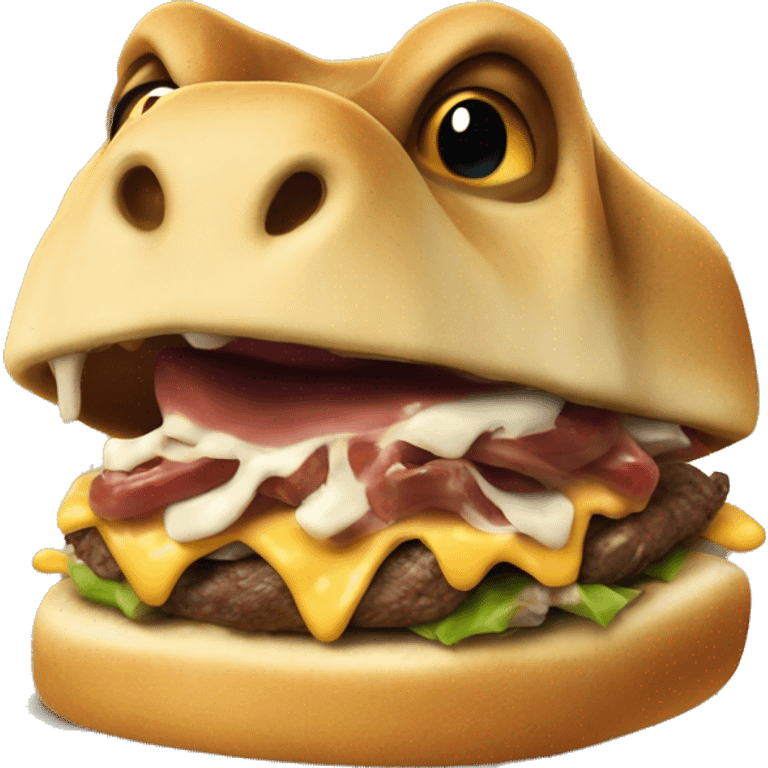 Trex eating philly cheese steak emoji