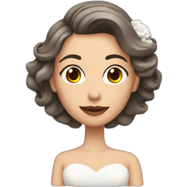 mujer en boda con cabello mono emoji