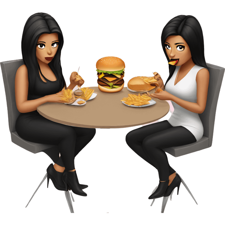 Kardashians eating burger emoji