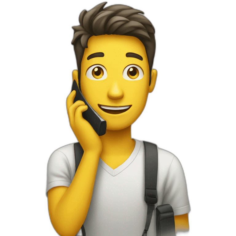 young yellow man talking on smartphone emoji