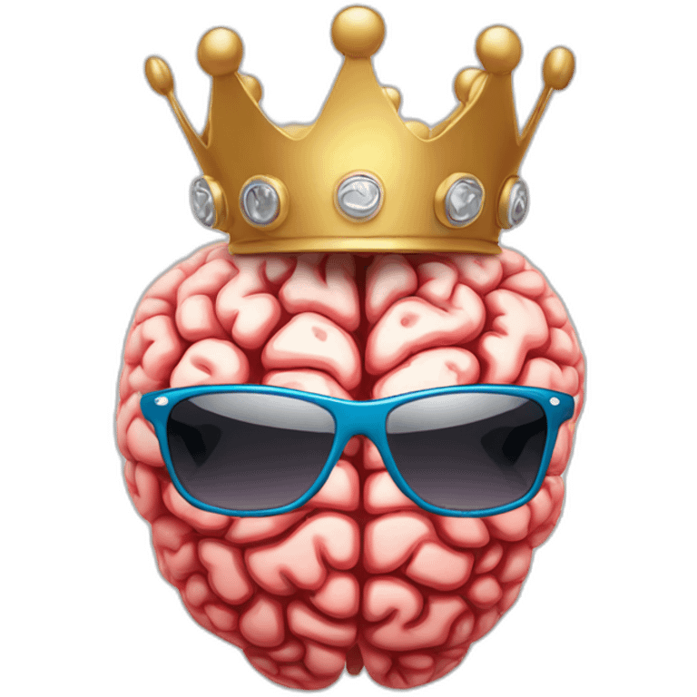 brain with crown, sunglasses and MVP board emoji