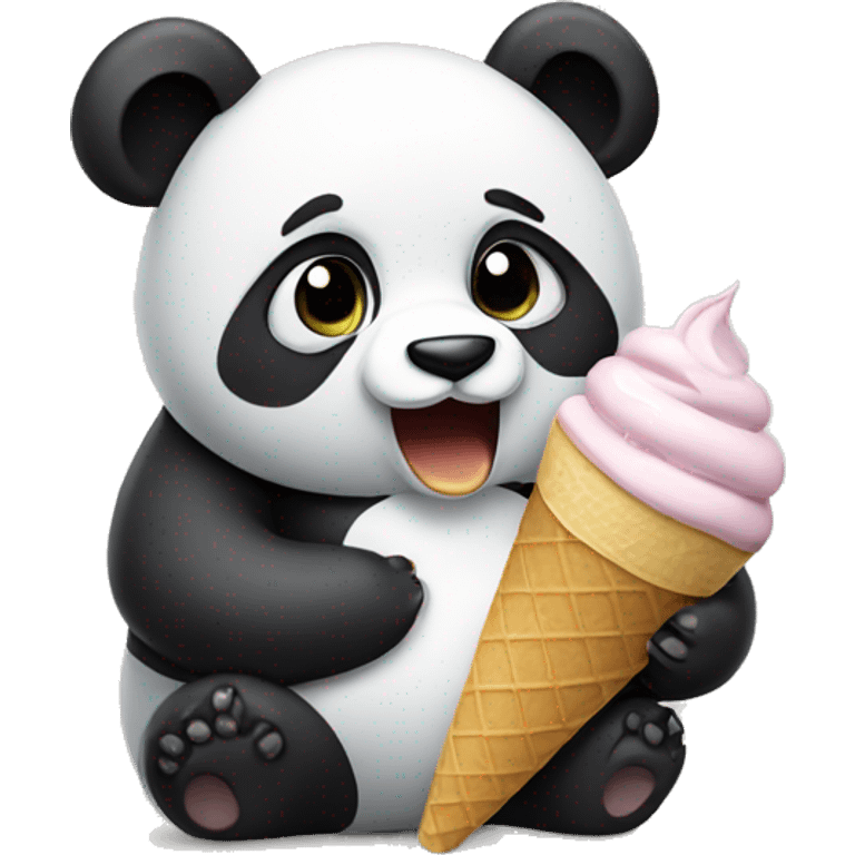 Panda eating ice cream emoji