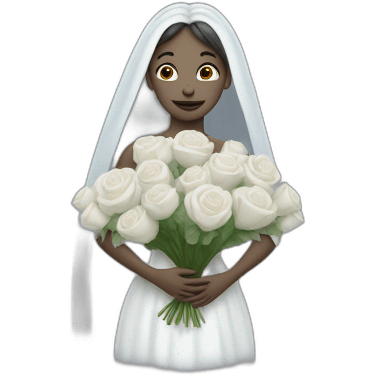 Wedding ghost woman carrying flowers emoji