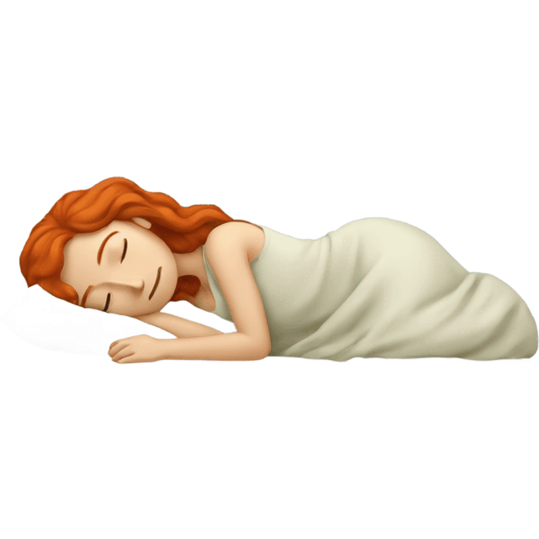 Redhead woman sleeping in bed emoji