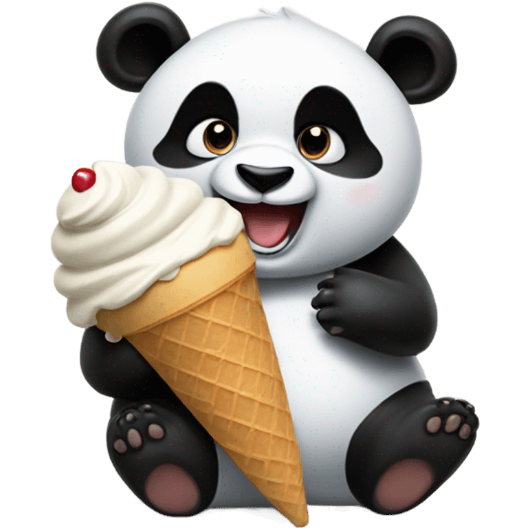 Panda eating ice cream emoji