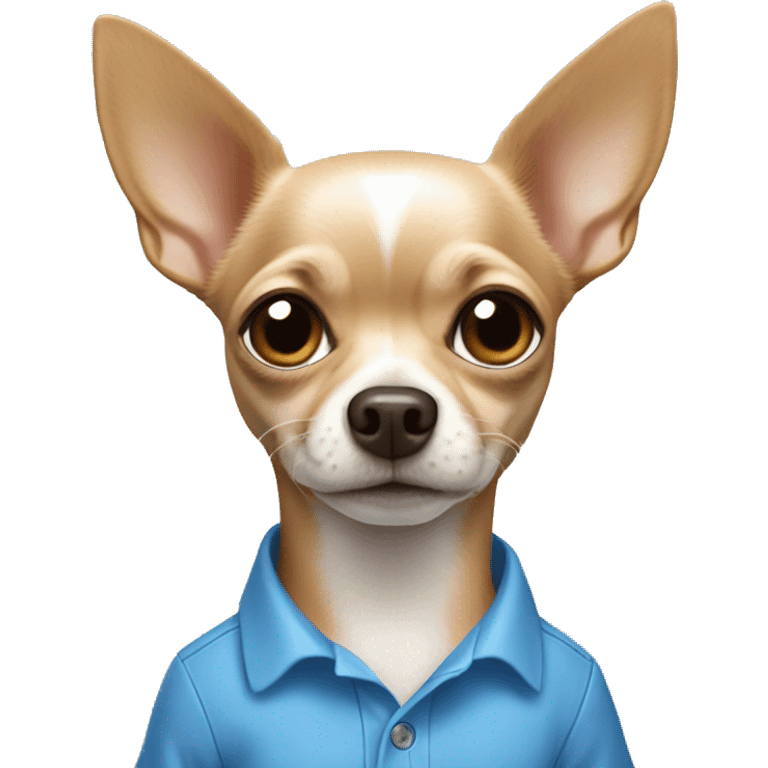 chihuahua crème wearing a blue shirt  emoji