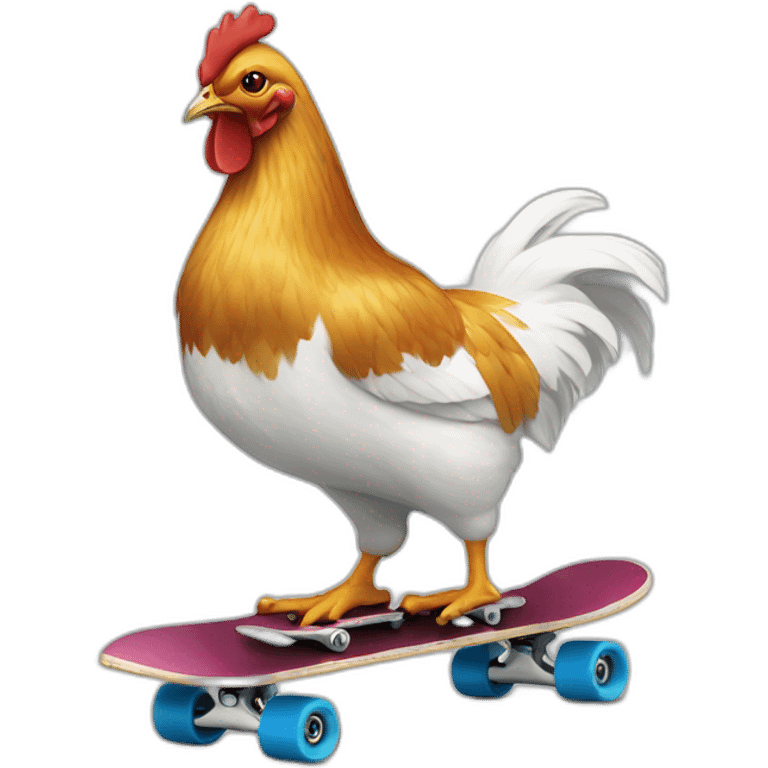 Poule sur un skate emoji