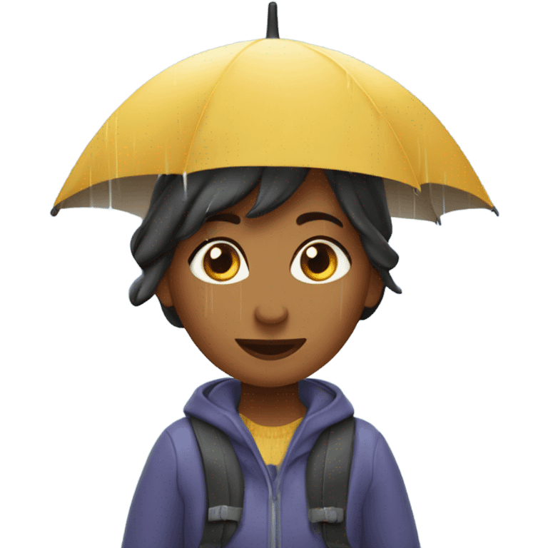 Fille sous la pluie montagne  emoji