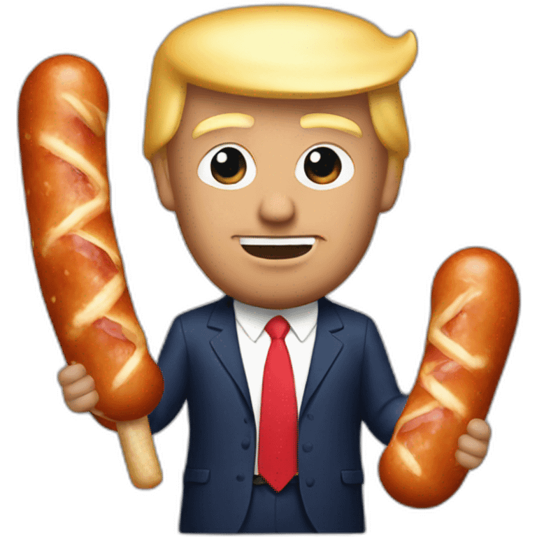 donald trump holding a saussage emoji