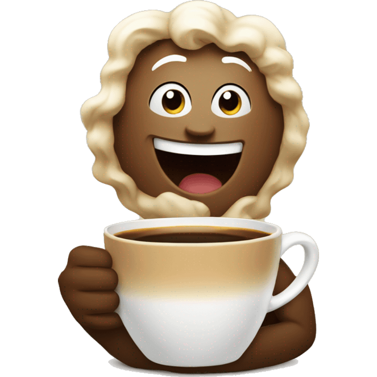 Happy with coffee emoji