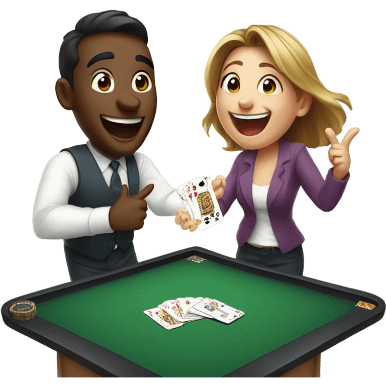 two buddies winning big at blackjack emoji