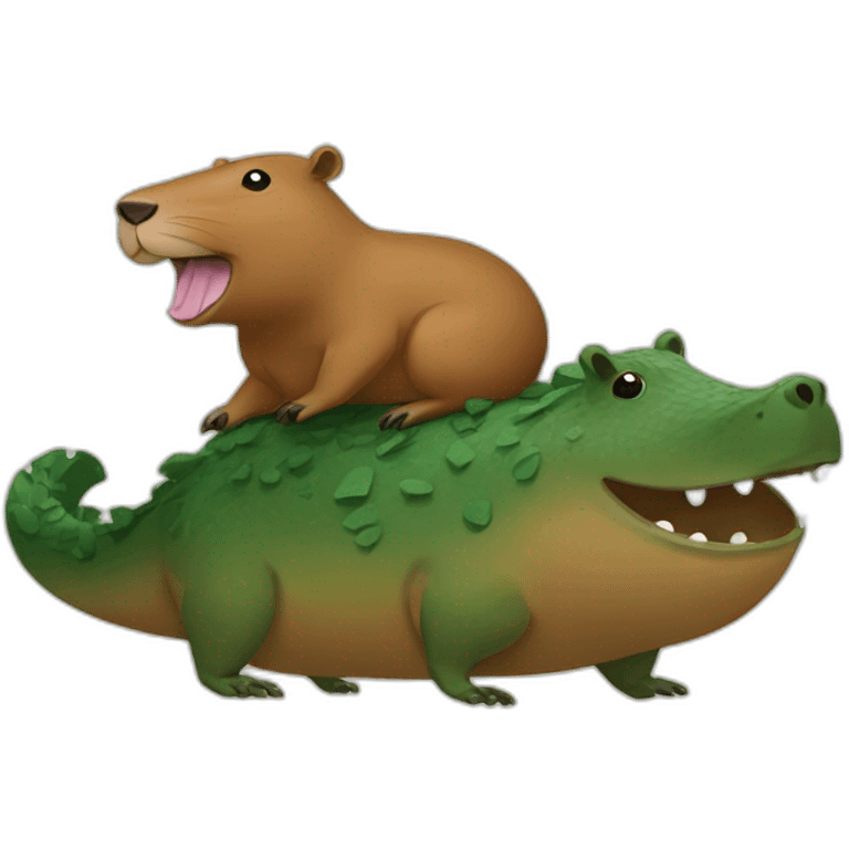 Capybara riding a cocodrile emoji