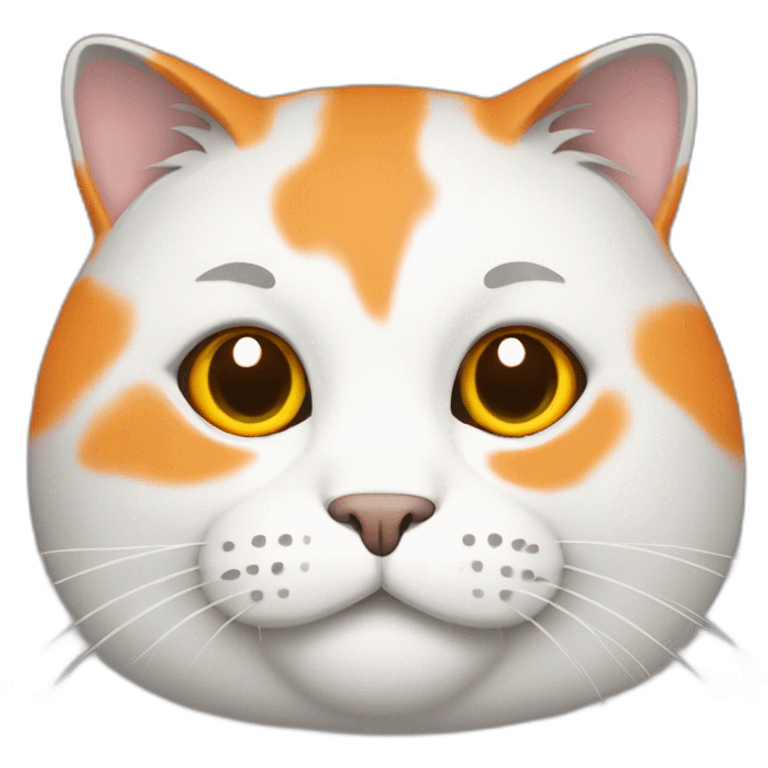 fat cat white, gray and orange emoji