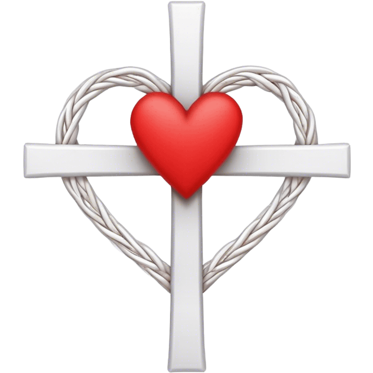 Two hearts woven around a simple cross  emoji