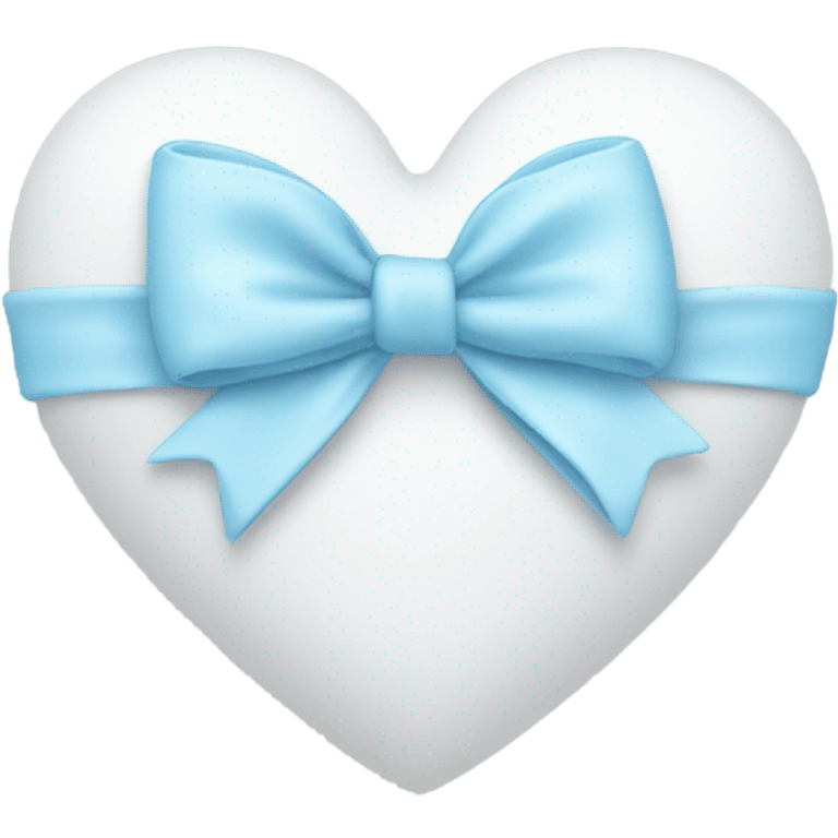 White heart with baby blue bow  emoji