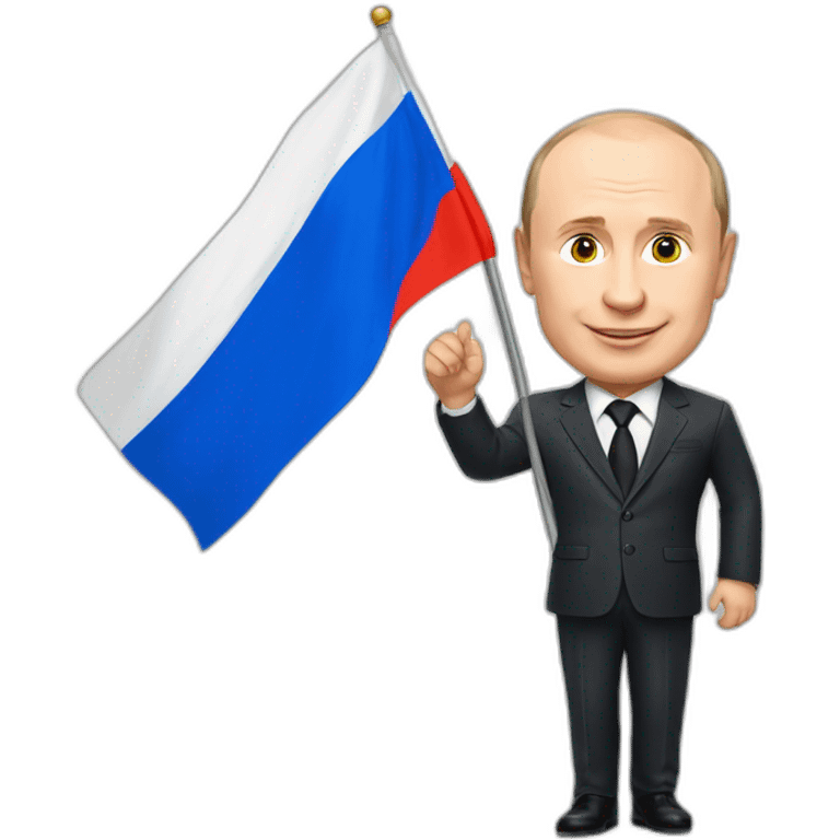 putin welcomes to russia holding a russian flag  emoji