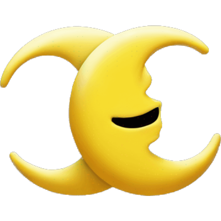 Yellow waning moon q with a white infinity symbol emoji