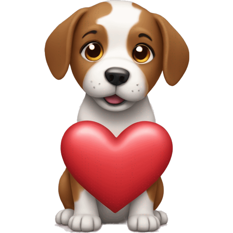 Dog carrying a heart emoji