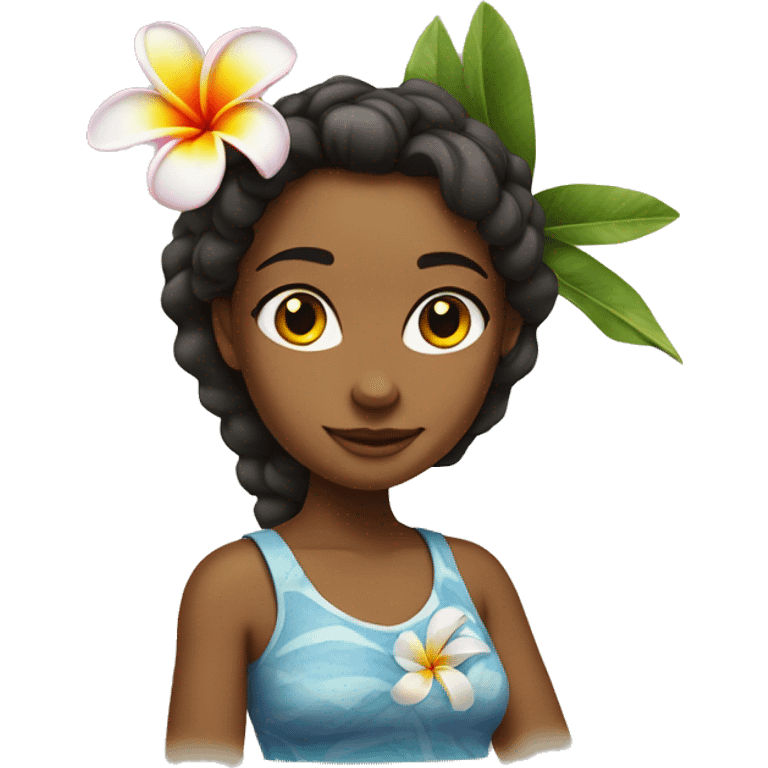 Island girl with a Plumeria flower emoji