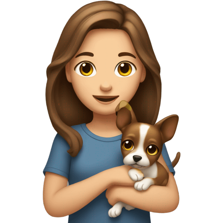 Brown hair Girl holding small dog emoji