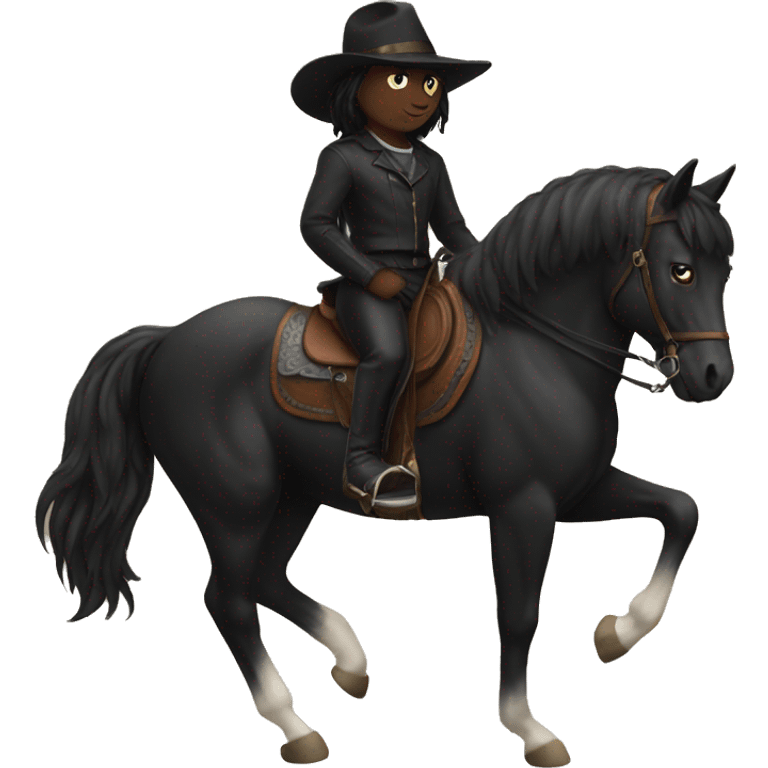 Black cat on a horse  emoji