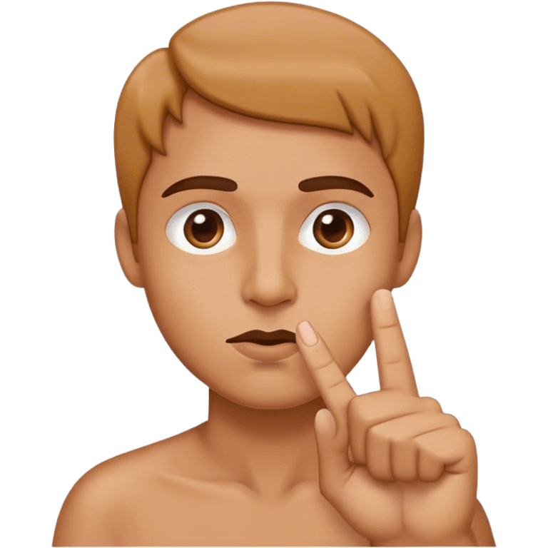 Face with a finger going across the top lip emoji