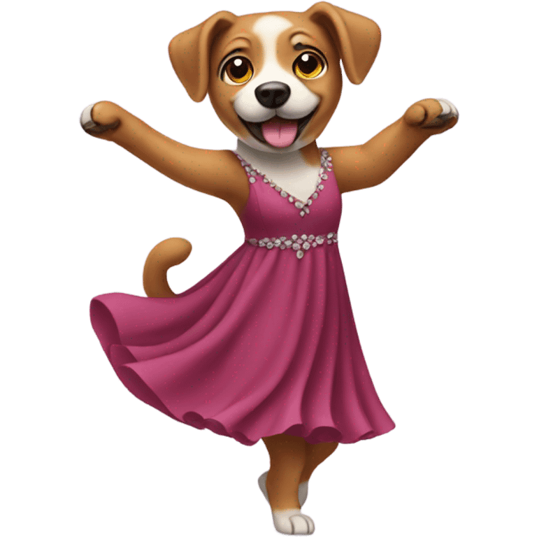 Dog wearing a dress dancing emoji