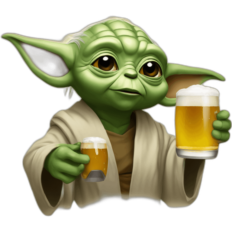 Yoda with beer emoji