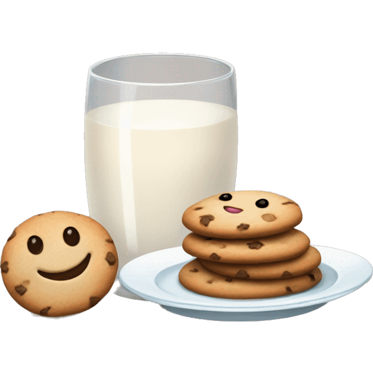 Emoji of a glass of milk and a plate of homemade cookies. Simple and cozy design, warm brown and cream shades emoji