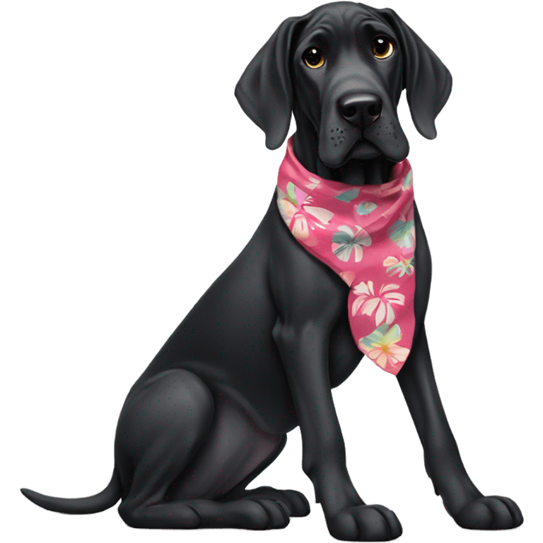 Black Great Dane with Hawaiian bandana  emoji