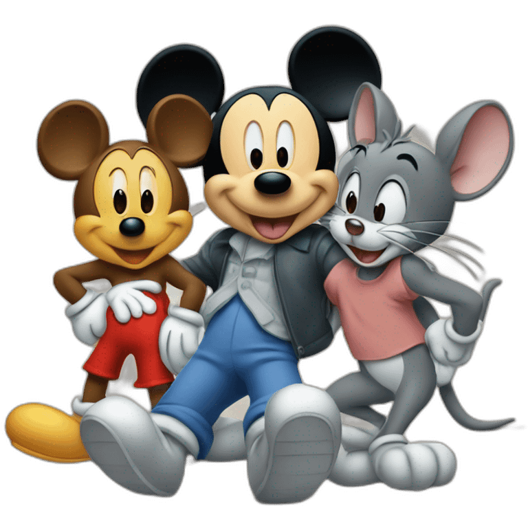 Mickey Mouse with Tom and Jerry emoji