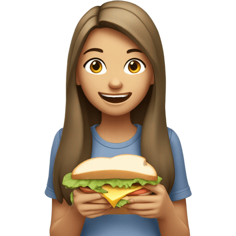 Teenage girl eating sandwich  emoji