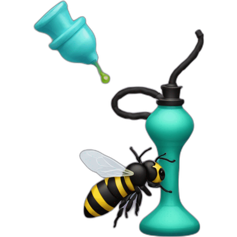 hookah and there is a black bee nearby emoji