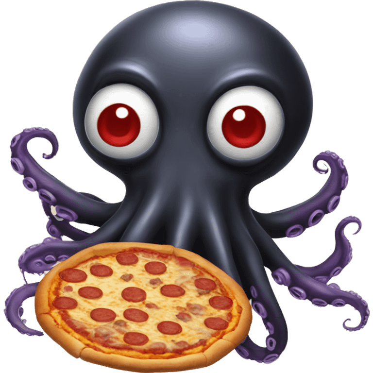 black Alien Octopus with pizza emoji