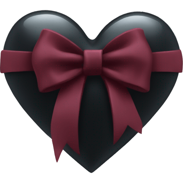 crystal black heart wrapped in a burgundy bow emoji