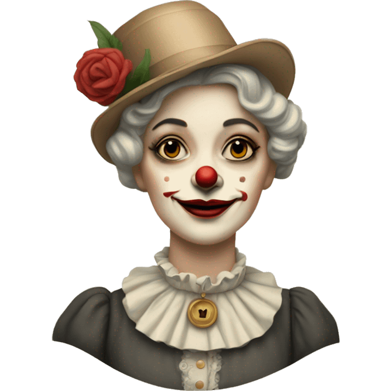 edwardian woman with clown make up emoji