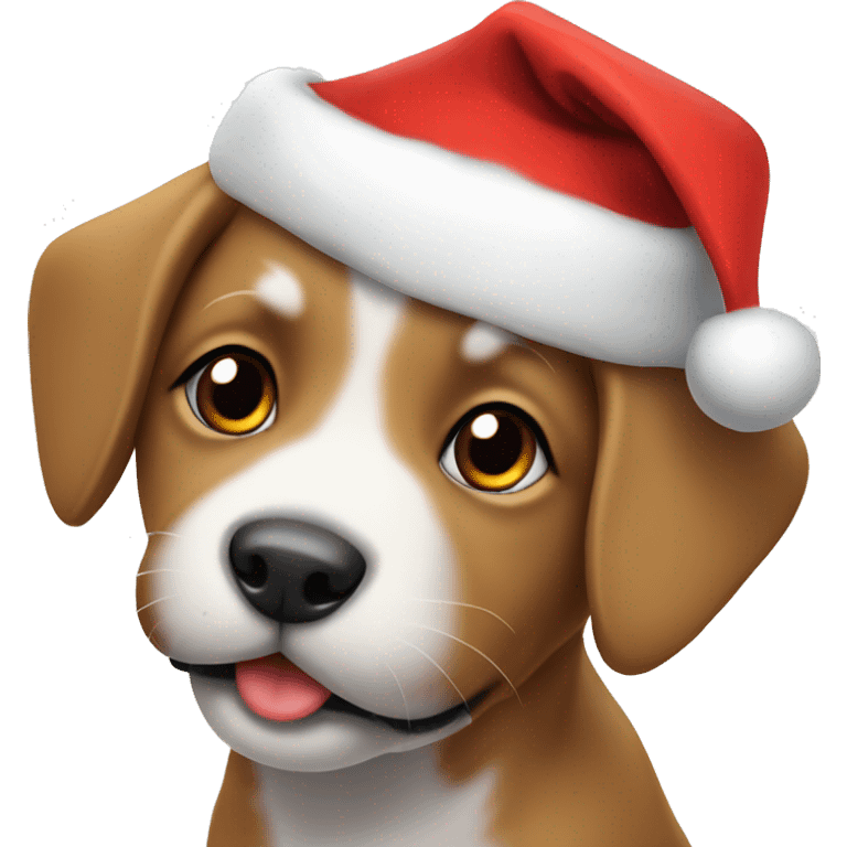 puppy with a Santa hat emoji