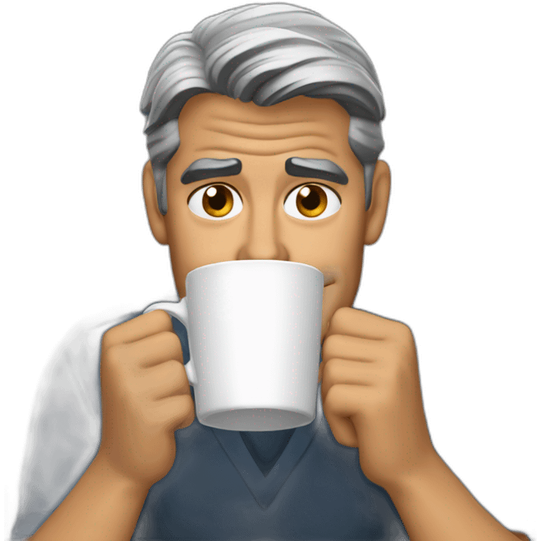 George Clooney crying with coffee emoji