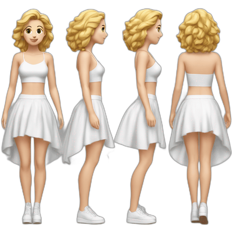 hyperrealistic-full-body-caucasian-curvy-beauty-jumping-white-skirt-back-and-front-views-strong-wind emoji