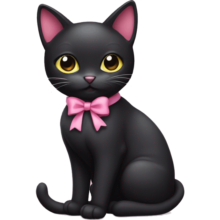 Black cat wearing a pink bow emoji