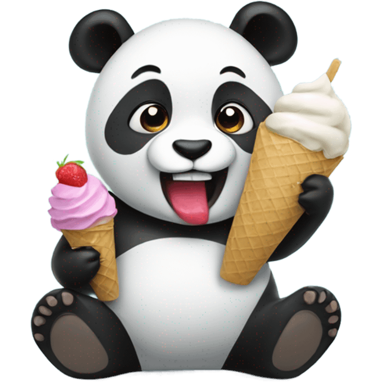 Panda eating ice cream emoji