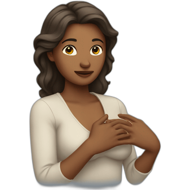 Woman holding up her chest emoji