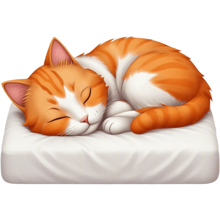 cute cat sleeping on bed  emoji