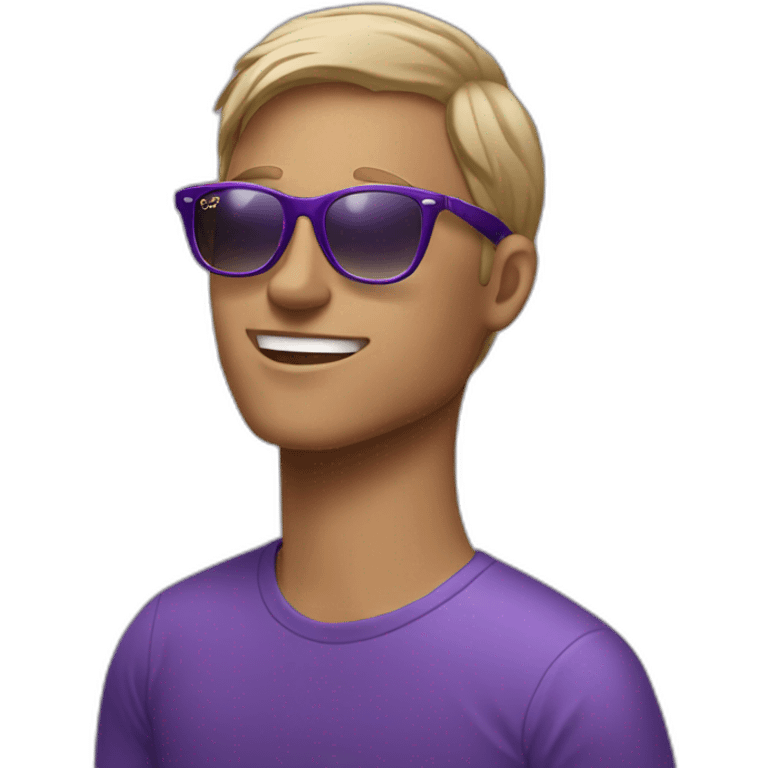 young white men purple party wearing ray-ban emoji