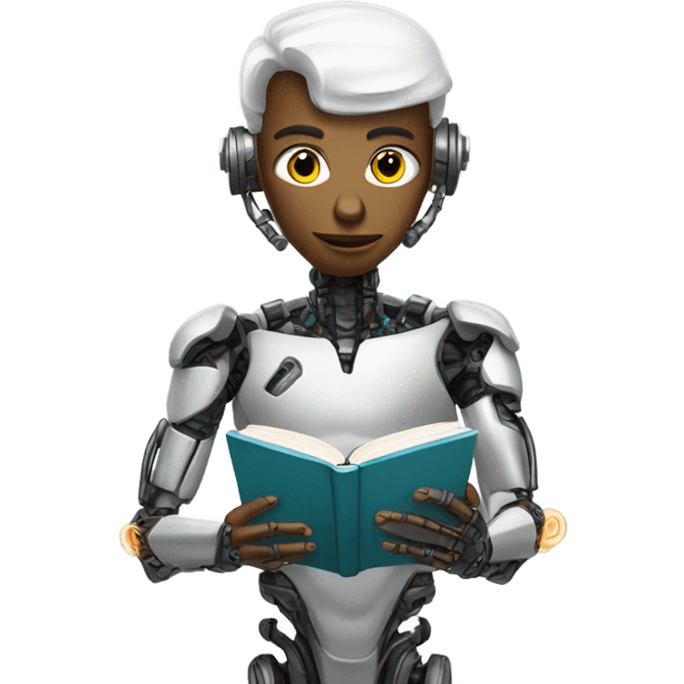 Cyborg reading book emoji