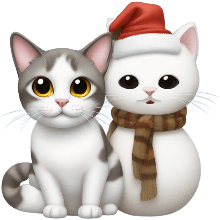 Snowman holding a Siamese cat emoji