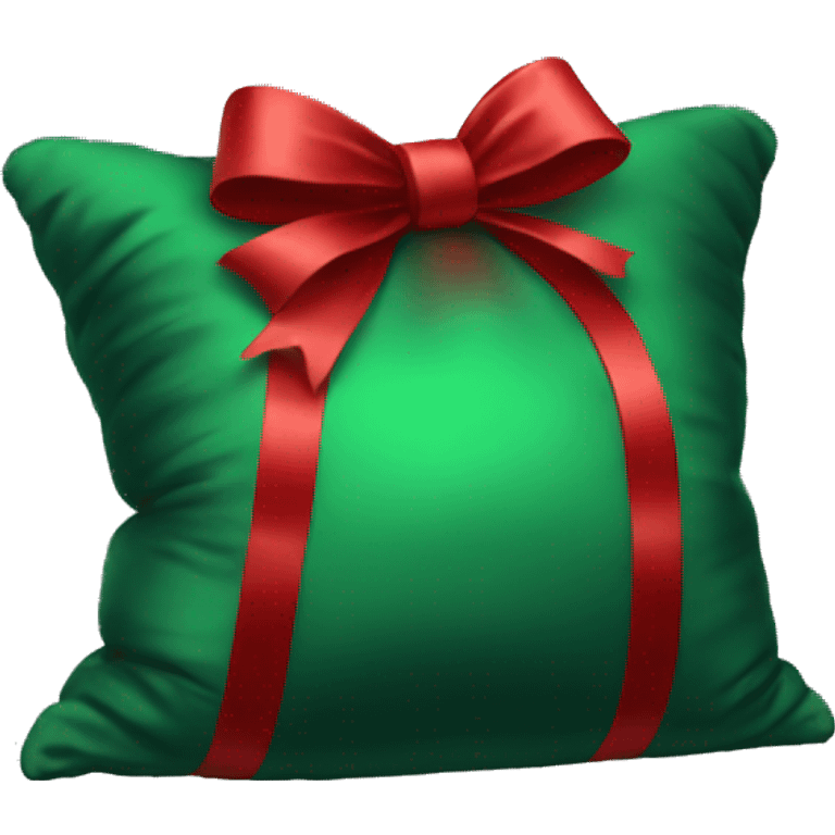 Aesthetic dark green pillow with a red bow emoji