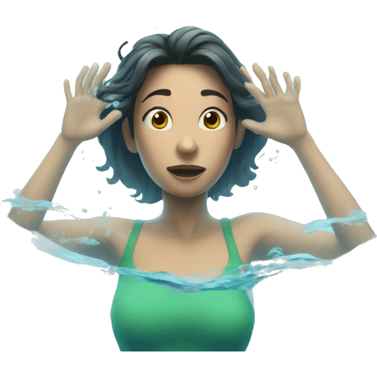 cartoon woman disappearing under the water emoji