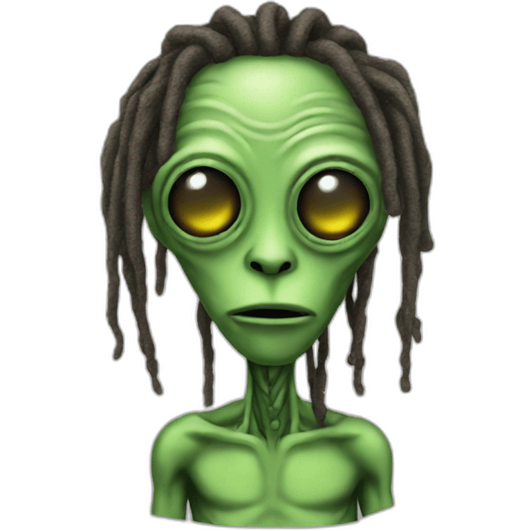 Alien with dreads smoking emoji