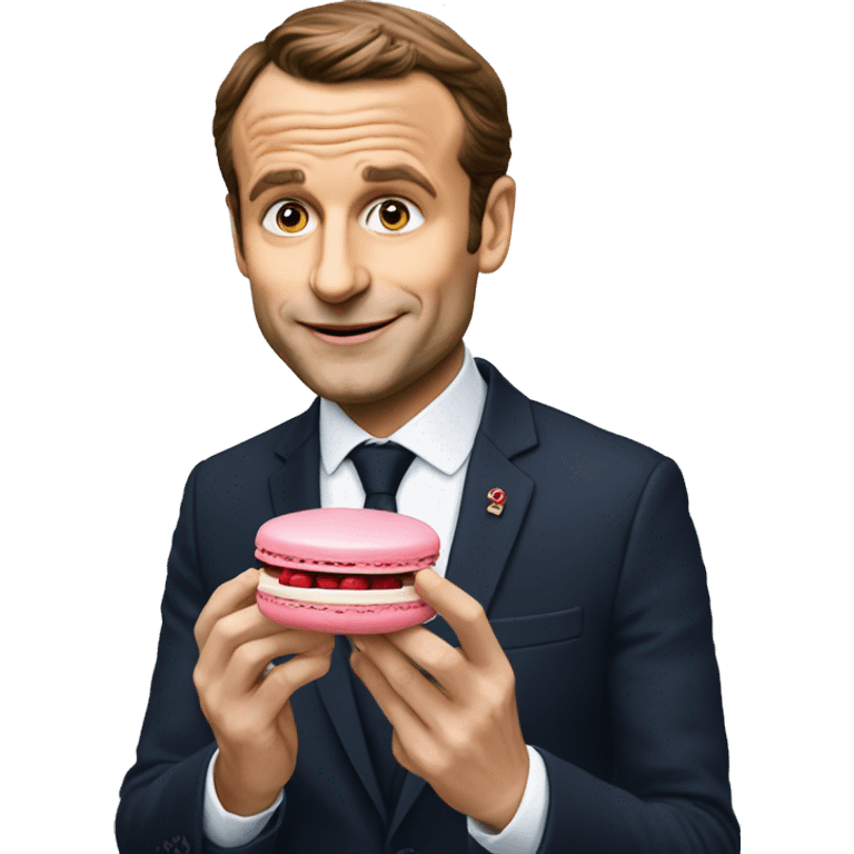 Macron qui mange un macaron emoji